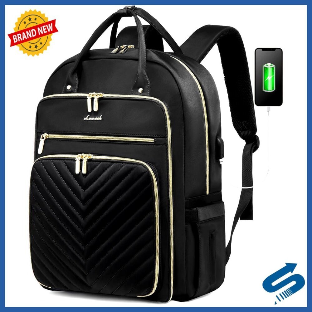 Laptop Backpack with USB Port Waterproof Daypack for Work Travel Minimal Chic